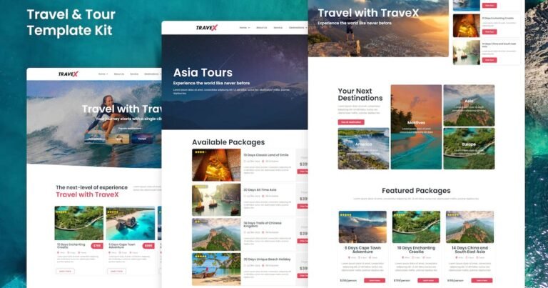 TraveX – Travel & Tour Agency Elementor Template Kit