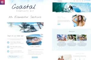 Coastal Travel and Surf Grunge Template Kit