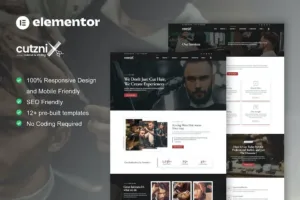 Cutznix – Barbershop & Hair Salon Elementor Template Kit