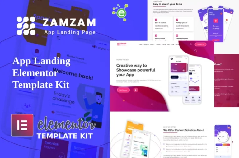 Zamzam – App Landing Elementor Template Kit